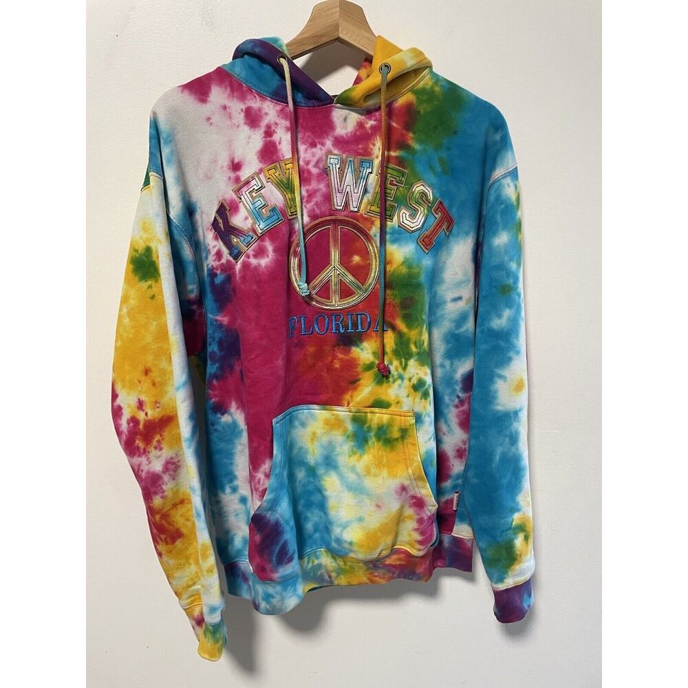 Key West Tie Dye Hoodie Sweatshirt Unisex Medium